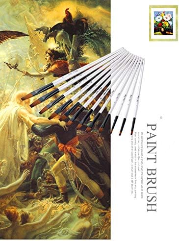Flat Head Paintbrush Set Nylon Hair Paint Brush Set for Acrylic Oil Watercolor Painting Artist Professional Painting Kits (12pcs Pearl White Flat ...