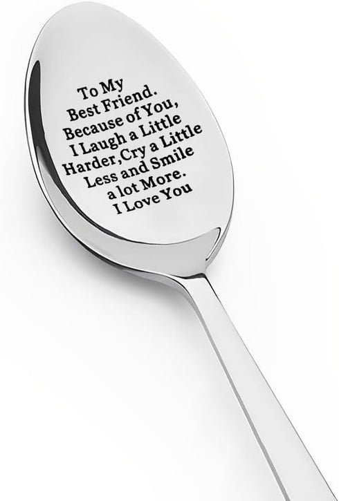 Friendship Spoon Gifts for Best Friend Anniversary Birthday Gift for Friends Friend Wedding Graduation Gifts for Bestie Engraved Stainless Steel S...