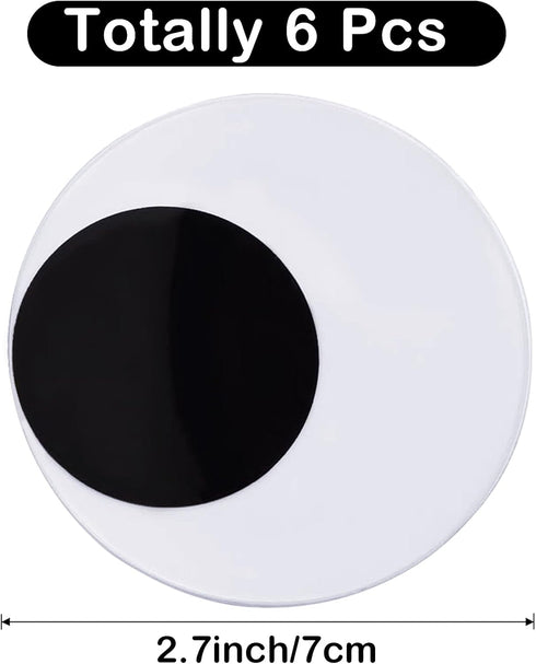 Cinvo 2.7 Inch Medium Googly Eyes Self Adhesive 7cm Big Wiggle Eyes Large Sticky Eyes for Party Halloween Decor Door Christmas Trees Cleaning Robo...