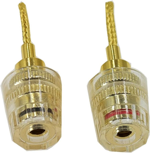 2-Pack Gold Plated 24K 4mm Female to 2mm Pin Banana Adapter for Spring Loaded Speaker Terminals...