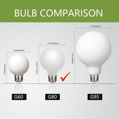 6 Pack G25(G80) Globe LED Light Bulbs, 5W Dimmable 40 Watt Equivalent LED Edison Bulbs, Neutral White 4000K, 500LM, E26 Base, Milky LED Filament B...