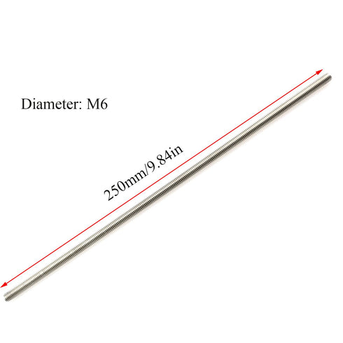 2pcs M6x250mm Fully Threaded Rod Screw Bolt 304 Stainless Steel Hanger Bolt Hardware Accessories Right Hand Threads...