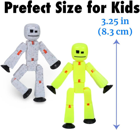 Zing StikBot Dual Pack - includes 2 StikBots - Collectible Action Figures and Accessories, Stop Motion Animation, Ages 4 and Up - Yellow Highlight...