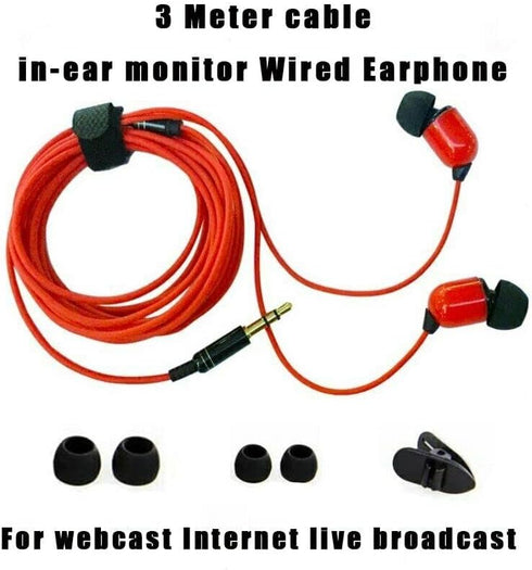 3 Pack 10FT Earbuds 3.5mm Stereo 3 Pole Headset Earphones 3 Meter Long Extension Wired Cord Cable Earphone Monitor in-Ear Headphone for Live Strea...