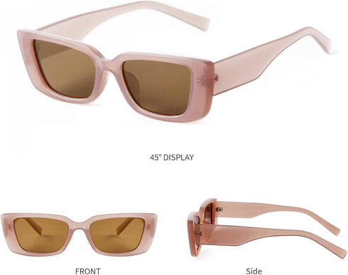 JUDOO Retro 90s Nude Rectangle Sunglasses for Women Vintage Square Frame Trendy Glasses...