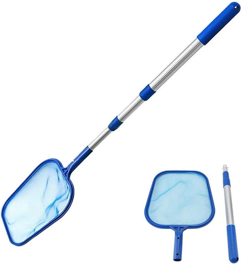 Ahn'Qiraj Pool Skimmer Net with Pole, Pool Net Fine Mesh with Telescopic Pole Leaf Skimmer Mesh (Light Blue)...