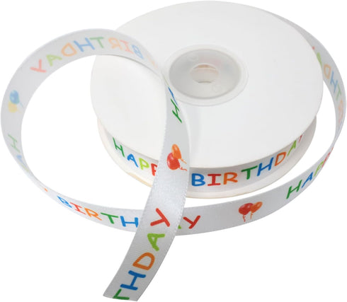 Honbay 25 Yard Polyester Happy Birthday Ribbon Single Face Printed Birthday Cake Ribbon for Gift Wrapping Bow Making Birthday Decoration or DIY Cr...