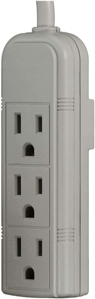 PS28U Compact Grounded 3-Outlet Power Strip, UL Listed, 1-Foot, 2-Pack...