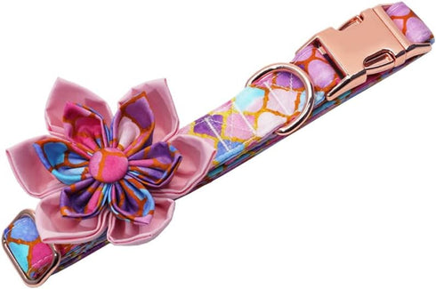 Dogs Collar with Flower, Quick Release Buckle Adjustable Soft Comfortable Floral Collars for Girl Dogs...
