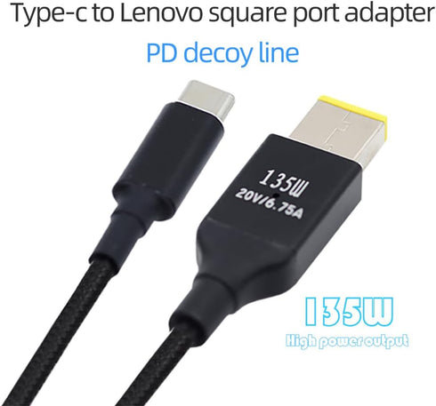 NFHK Type-C USB-C 135W to DC Rectangle 11.0 * 4.5mm Power PD Charge Cable for Thinkpad X1 Legion Y7000P Laptop DC20V 6.25A......