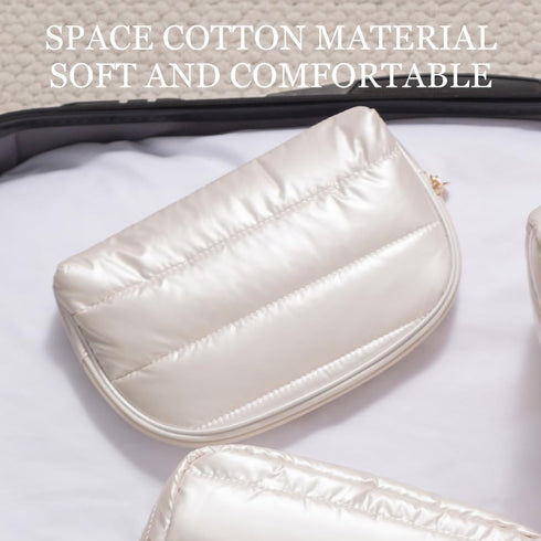 Semicircular Makeup Bag, Waterproof Cosmetic Case, Down Makeup Pouch, Travel Toiletry Organizer, Makeup Storage Purses for Women, Cute Storage Han...