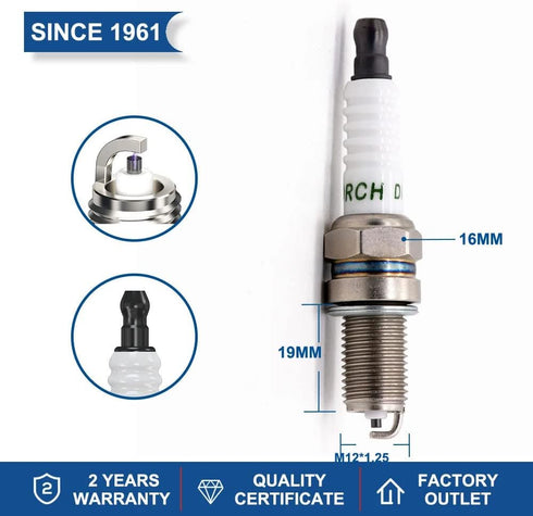 TORCH DK7RTC Spark Plug Replace for NGK DCPR7E Spark Plug, for BOSCH YR7DC+ Spark Plug, for CHAMPION 809/8809/OE083/RA6HC/RA8HC Spark Plug, for DE...