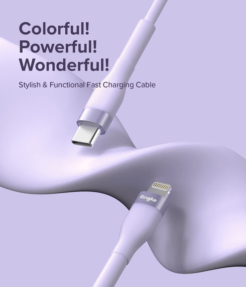 Ringke USB C to Lightning Charger Cable (2M / 6.56 FT) for High Speed Data Transfer, Fast Charging Pastel Cord Compatible with iPhone, iPad, and A...