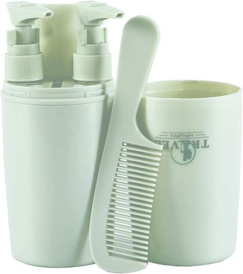 Toothbrush Travel Kit Portable Toiletry Kit Lightweight Travel Size comes with 1 Cup 2 Sub Bottles Dispenser Comb Toothbrush Holder (Pea Green)...