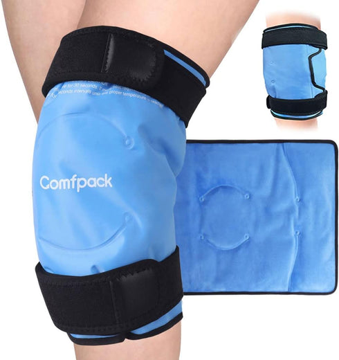Large Ice Pack for Knee Pain Relief, 19" x 10" Knee Ice Pack Wrap Around Entire Knee, Hot Cold Therapy for Injuries, Swelling, Knee Replacement Su...
