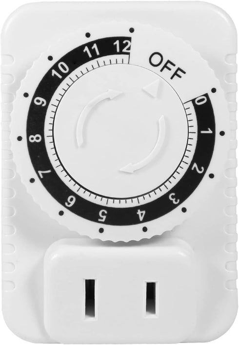 Indoor Mechanical Outlet Timer, 12 Hour Electrical Accurate Countdown Plug in Timing Switch 2 Prong Heavy Duty Grounded Outlet for Energy Saving H...