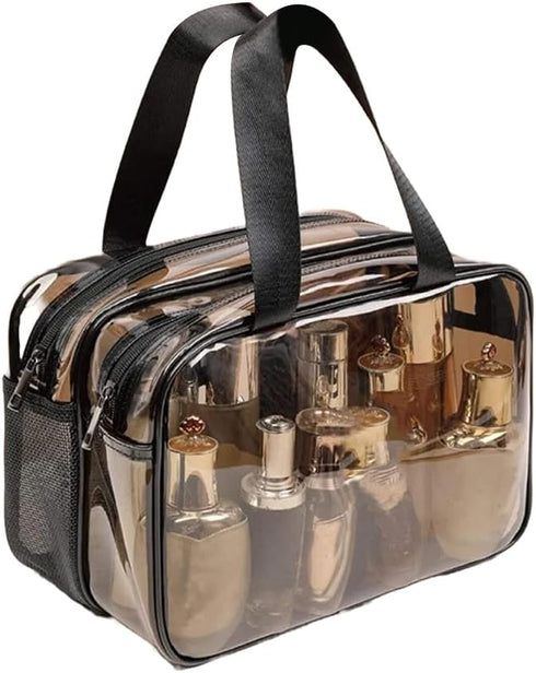 WEISIPU Large Waterproof Clear Travel Bag for Toiletries - Transparent Makeup Bag with Double Zipper Design - TSA Compliant Carry-On for Men and W...