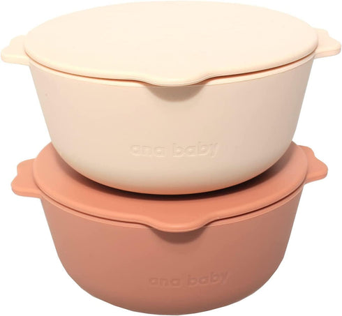 2 Pack Silicone Bowls with Lids, for Babies and Toddlers, BPA Free, Dishwasher, Microwave, and Freezer Safe...