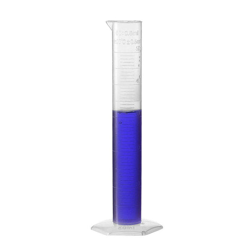 uxcell Plastic Graduated Cylinder, 50ml Measuring Cylinder, Science Test Tube Beakers, Single Metric Scale, Clear Hex Base Flask for Lab Home 3pcs...