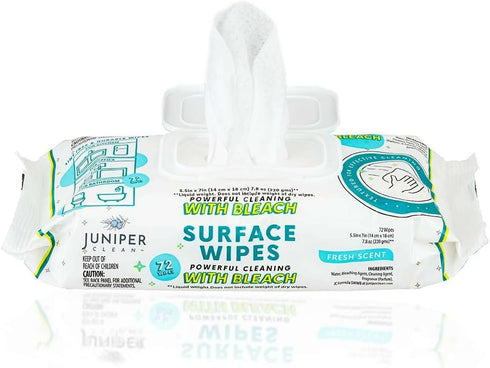 1 Pack Surface Wipes with Bleach, All-Purpose Cleaner for Bathroom, Kitchen, Office, 72 Count Soft Flow, Fresh Scent, Lint Free & Durable...