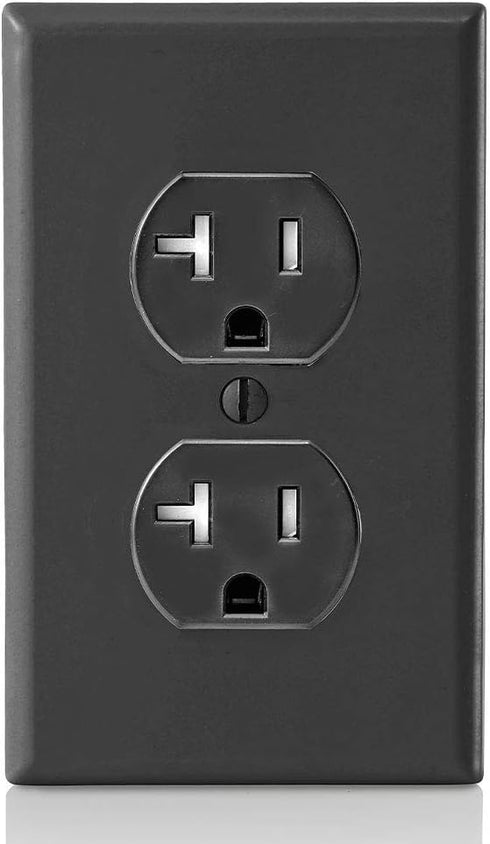Leviton T5820-E, 20 Amp Tamper-Resistant Duplex Outlet, Black...
