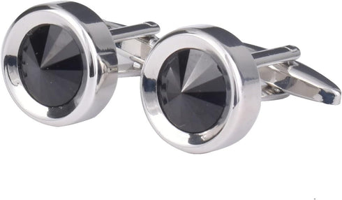 Mens classic cufflinks business wedding shirts gifts (Black crystal)...