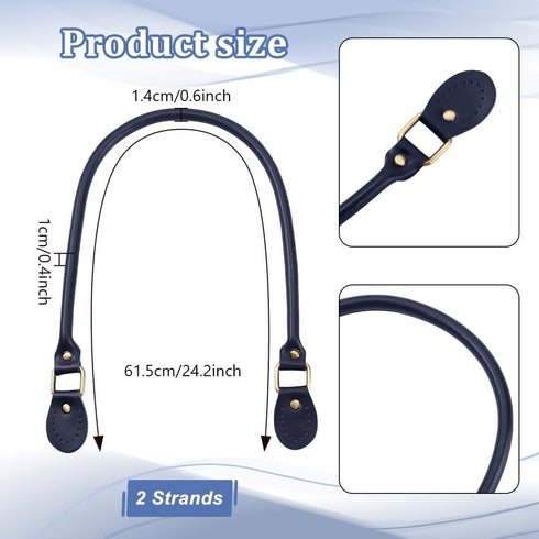 PH PandaHall 2pcs Leather Purse Handles 24.2” Sew on Bag Handles Handbags Shoulder Bag Strap Replacement with Alloy Clasps for Purses Tote Bag Han...