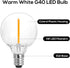 SUNTHIN 25 Pack G40 LED Bulbs, 1W LED Bulbs with E12 Base, 5 Watt Incandescent Bulbs Equivalent, Warm White 2700K, Replacement Bulbs for Globe Str...