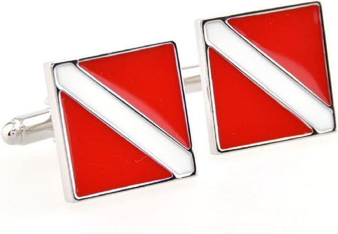 Scuba Diver's Dive Flag Down Pair Cufflinks in a Presentation Gift Box & Polishing Cloth...