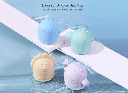 Safe Sensory Bath Toy Set for Baby Toddlers Dragon Family Set BPA free Food Grade Silicone Tub toys Perfect as a Bath or Shower toys for Bathtub P...