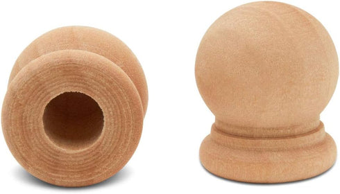 Wood Finials, 3/4 Inch Tall with 1/4 Inch Hole, Unfinished Wood Finials for 1/4 Inch Dowel Rods, Wood Dowel Caps for Crafts and DIY, Pack of 100 b...