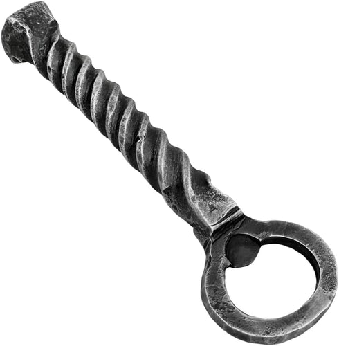Hand Forged Railroad Spike Beer Bottle Opener Wrought Iron Handmade Metal Twisted Handle Bottle Opener Black Antique Finish Heavy Duty Bottle Open...