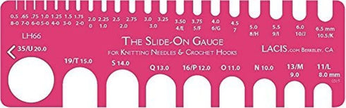 Lacis Slide On Knitting And Crochet Gauge 8-0 To 35, Pink...