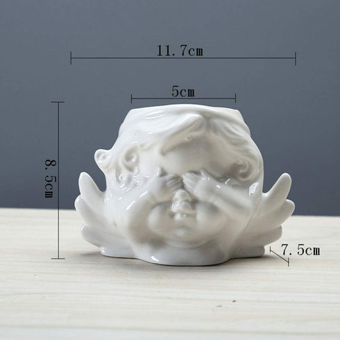 Vaguelly Cute Succulent Planter Angel Statue Head Face Planter Pot Ceramic Flower Pot Cactus Container with Drainage Hole Pens Holder for Indoor O...