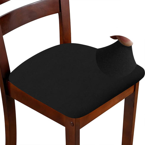 Chair Seat Covers Set of 4 Stretch Black Chair Covers for Dining Room Square Removable Washable Chair Protector Seat Cushion Slipcovers for Kitche...