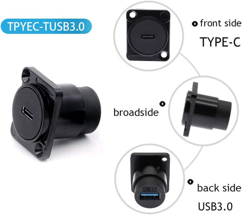 USB C to USB 3.0 Adapter Pack of 2,Panel Mount TYPE C-USB3.0 Female Converter Connector Support Data Transfering and Fast Charging...