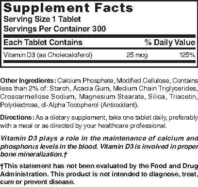Nature's Blend Vitamin D3 1000 IU 300 Tablets...