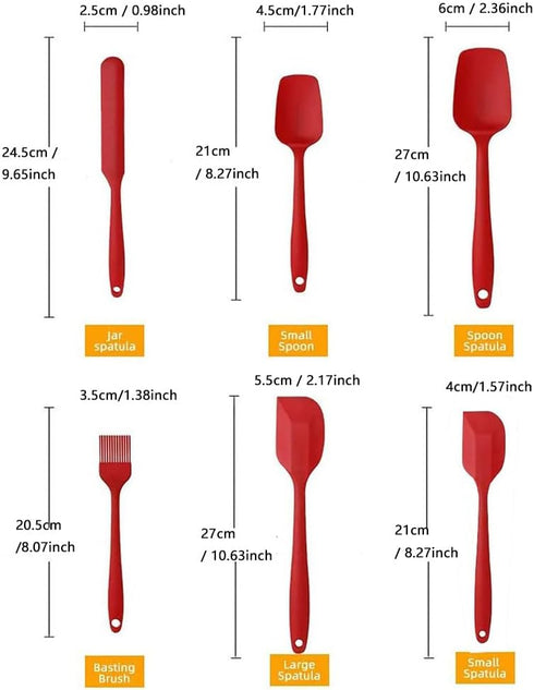 Silicone Spatula Set 6 Piece Kitchen Utensils for Cooking Baking and Mixing Heat Resistant Non Stick Rubber Spatula with 480 Degrees Fahrenheit He...