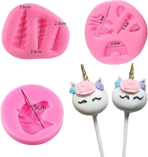 Unicorn Cupcake Topper Decoration Molds Set - MoldFun Unicorn Head, Horn, Ears and Rainbow Silicone Mould for Fondant Gum Paste Polymer Clay, Birt...