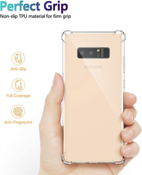 KIOMY Case for Samsung Galaxy Note 8 Shockproof Bumper Protective Cover Hybrid Design Hard PC Back + Flexible TPU Raised Bezel Transparent Slim Fi...
