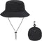 Waterproof Bucket Rain Hat with Chin Strap, Packable Sun Hat for Men Women Summer Lightweight Hiking Outdoor Cap Quick Dry Fishing Bucket Hat Blac...