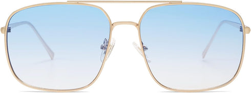 SOJOS Retro Square Aviator Sunglasses Womens Mens Double Bridge Metal Sun Glasses SJ1176...