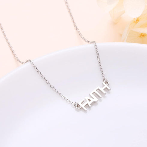 925 Sterling Silver Inspirational Infinity Love of God Faith Hope Love Jewelry Unique Faith Over Fear Cross Heart Charm Choker Necklace Religious ...