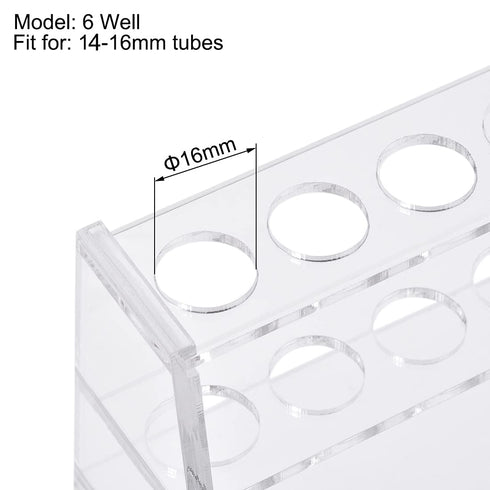 uxcell Acrylic Test Tube Holder Rack 6 Wells for 10ml Centrifuge Tubes Clear 2Pcs...