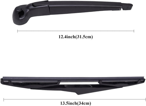 Rear Windshield Wiper Arm & Wiper Blade Set for Jeep Wrangler 2007-2017,Jeep Wrangler JK 2018-2018 Rear Windshield Back Wiper Arm Blade Replacemen...