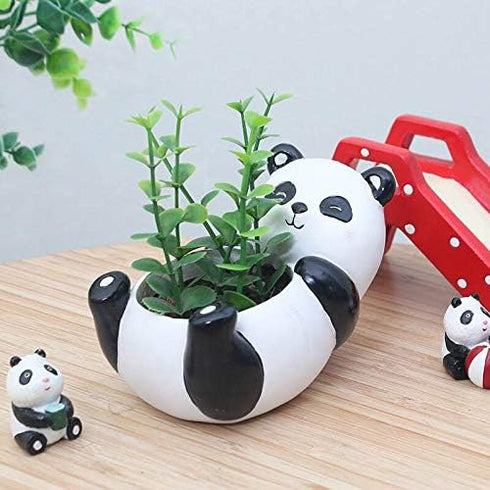 Cute Panda Flowerpot Animal Resin Succulent Planter Desk Mini Ornament...