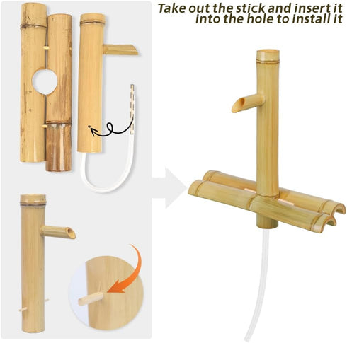 Bamboo Water Fountain without Pump,Water Fountain Outdoor Indoor,Zen Garden Decor for Desk Patio Yard,12 Inch...