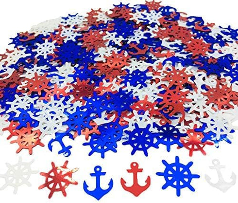 Anchor Rudder Confetti Patriotic Nautical Party Theme Nautical Baby Shower Nautical Cut Out Red White Blue Red White Blue 1.5 Ounce 1400 Pieces...