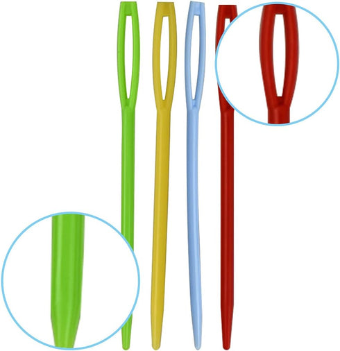 48pcs 2.7" Large Eye Plastic Sewing Needles - Yarn, Lacing, Safety Needles for Children's Craft Projects, 4 Colors...