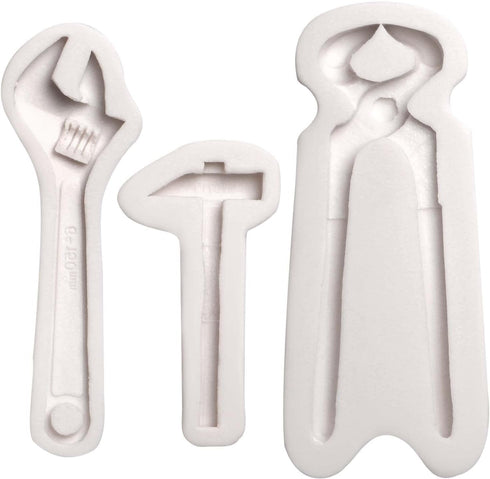 Hand Tools Chocolate Silicone Molds, 3 Packs Large Hammer Wrenches Pliers Construction Tools Baking Molds, 3D Fondant Mold for Cake Decoration Can...